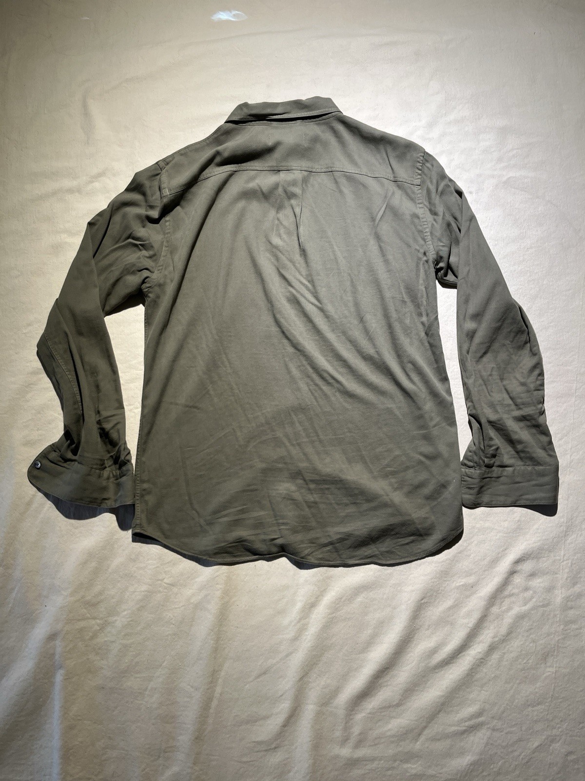 Huckberry Buck Mason Skyline Poplin Button Down Shirt Mens Large Olive Rayon