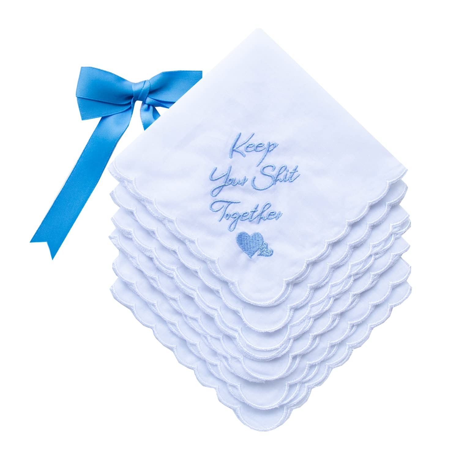 6 Pack of Ladies Embroidery Cotton Handkerchiefs Lace One Size, Zww-w04