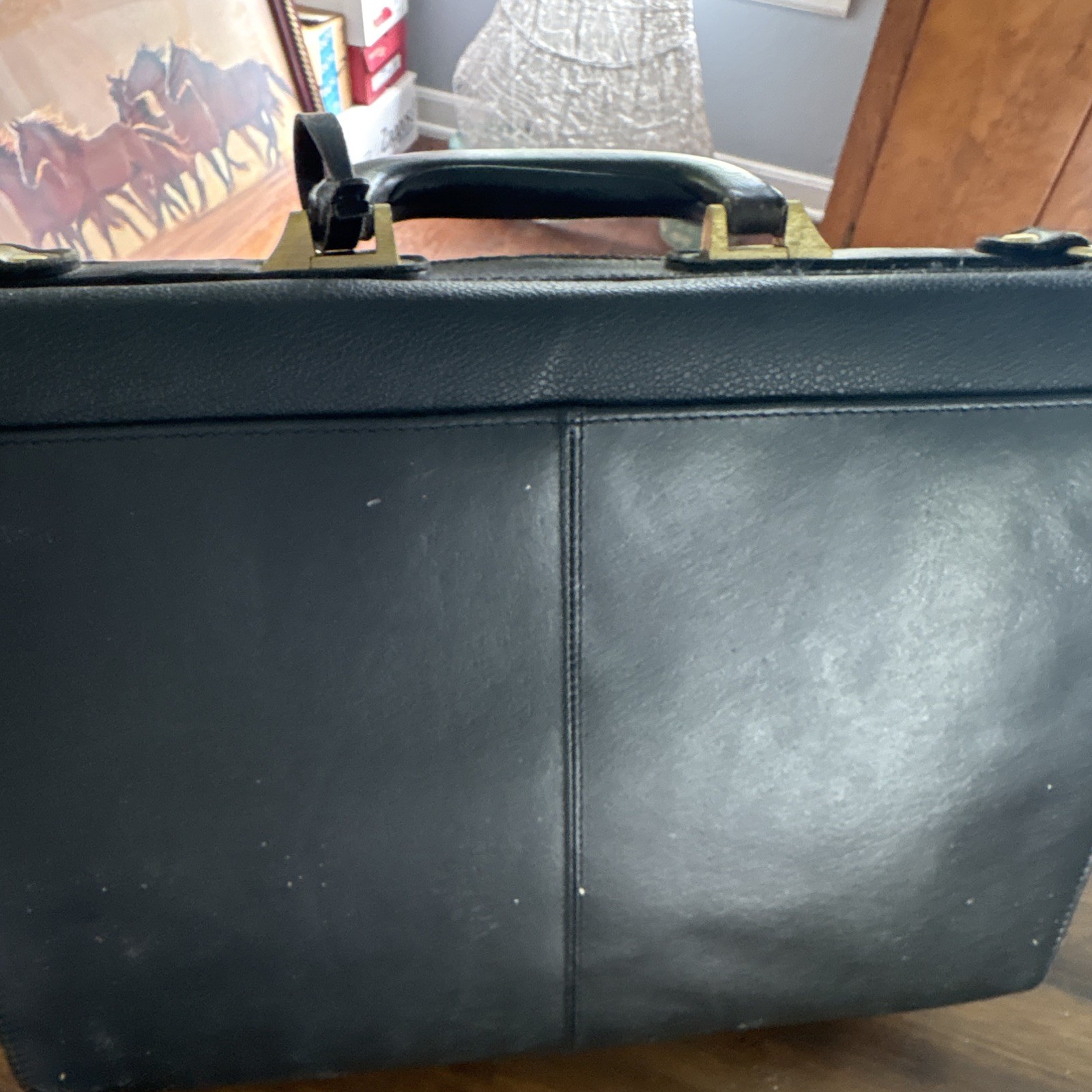 Antler Black Men’s Briefcase/Document Case Top Handle Push Lock Solid