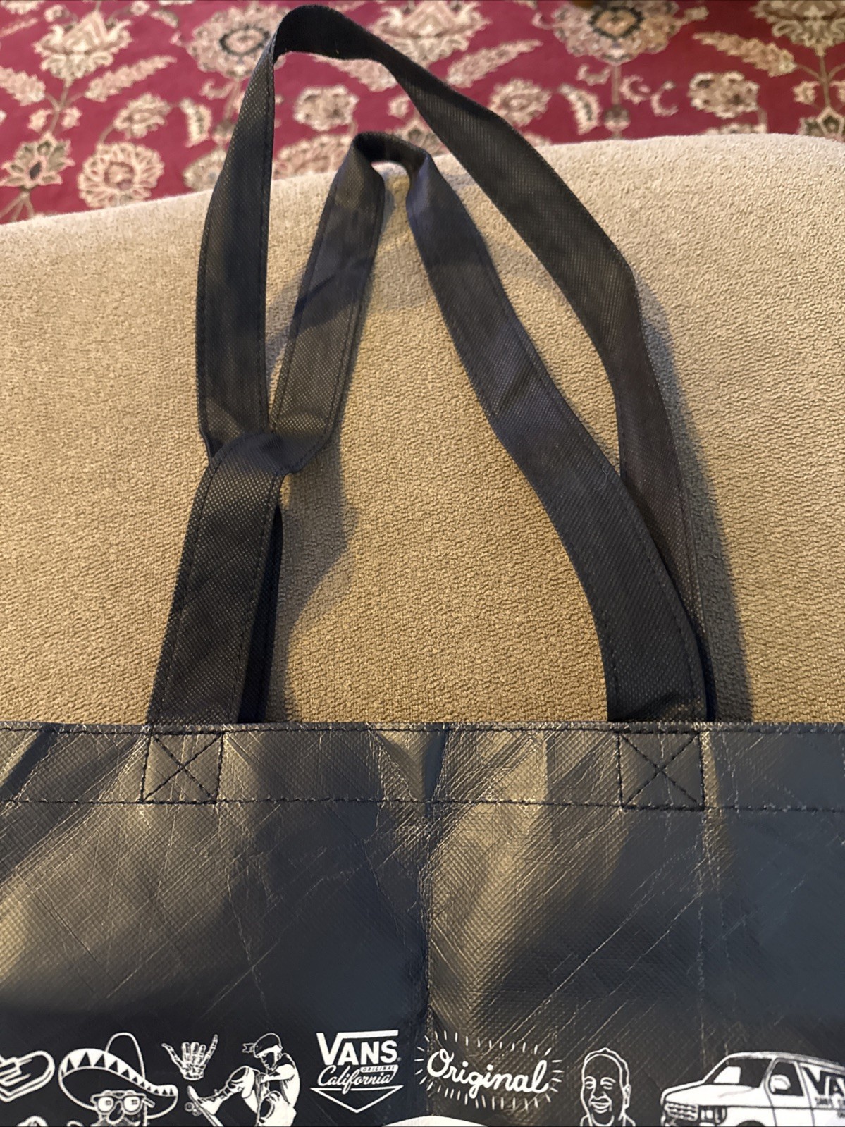VANS OFF THE WALL Canvas Re-usable Tote bag Black & White (CT)