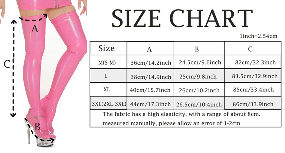 Women Wet Look Shiny PVC Leather Thigh High Stockings Nightclub Latex Long Socks
