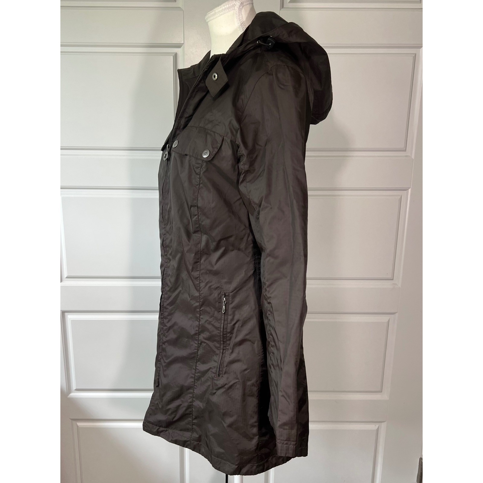 North End Ladies All Climate Wear Brown Hooded Rain Coat Jacket XS