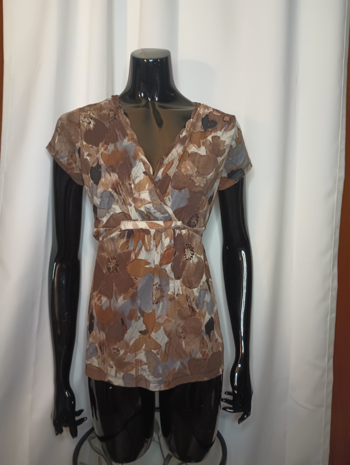 Axcess Womens Y2K Forest Fairy Babydoll Top Small Brown Tie Waist Bloomcore