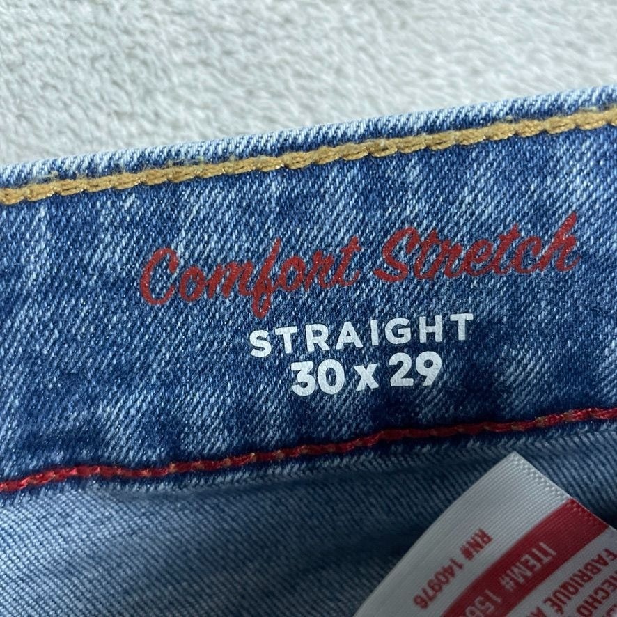 Izod Mens Comfort Stretch Straight Jeans Size 30×29 Medium Wash Denim a0592