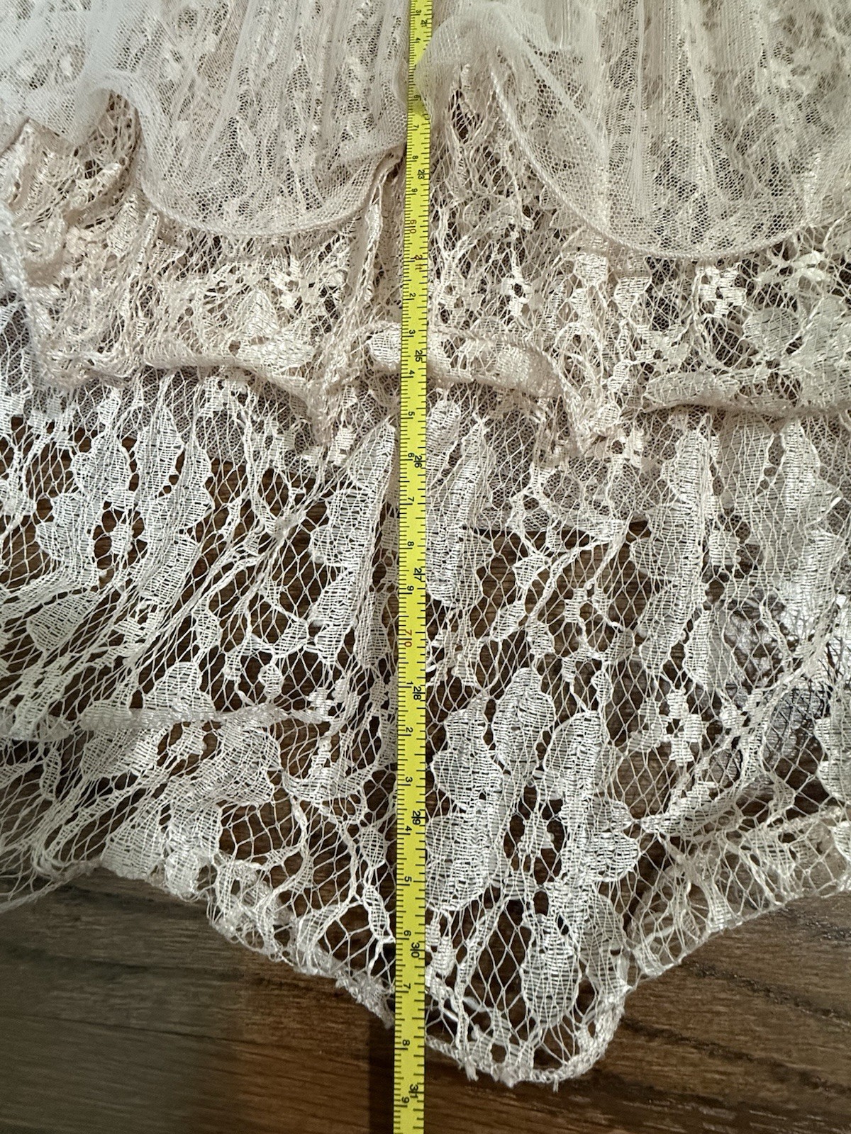 Women’s Beige Floral Lace & Tulle Pull-On A-Line Midi Skirt One Size