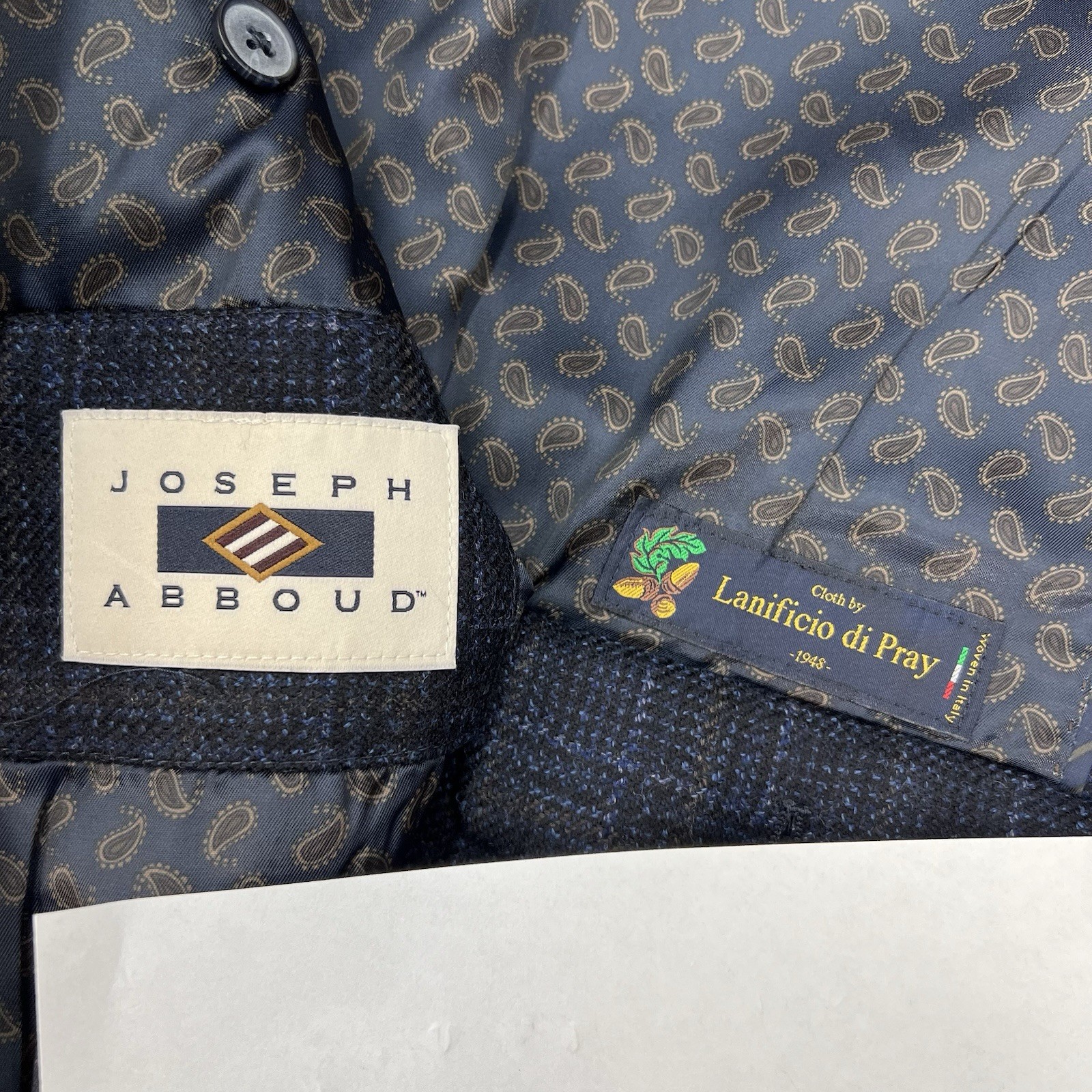 Joseph Abboud Blazer Sport Coat Mens 50S Short Wool Navy/Black/Brown Flannel