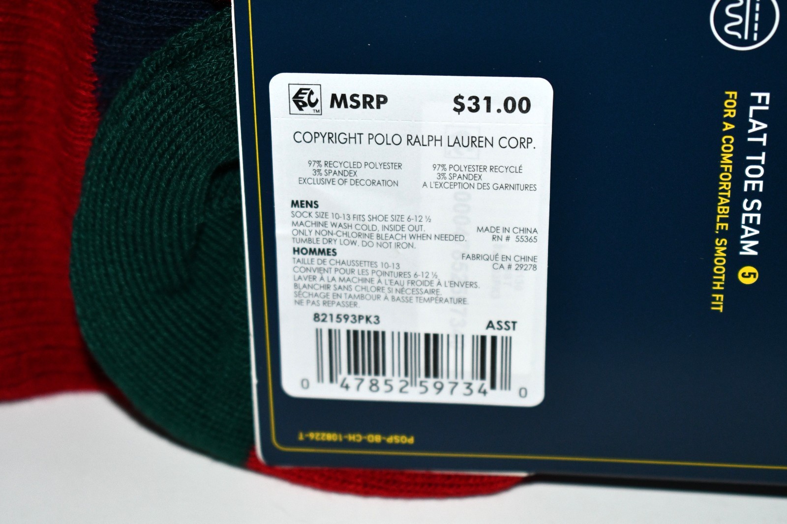 Polo Ralph Lauren Embroidered Pony/Varsity Winged Dress Socks 6-Pack #821593PK3