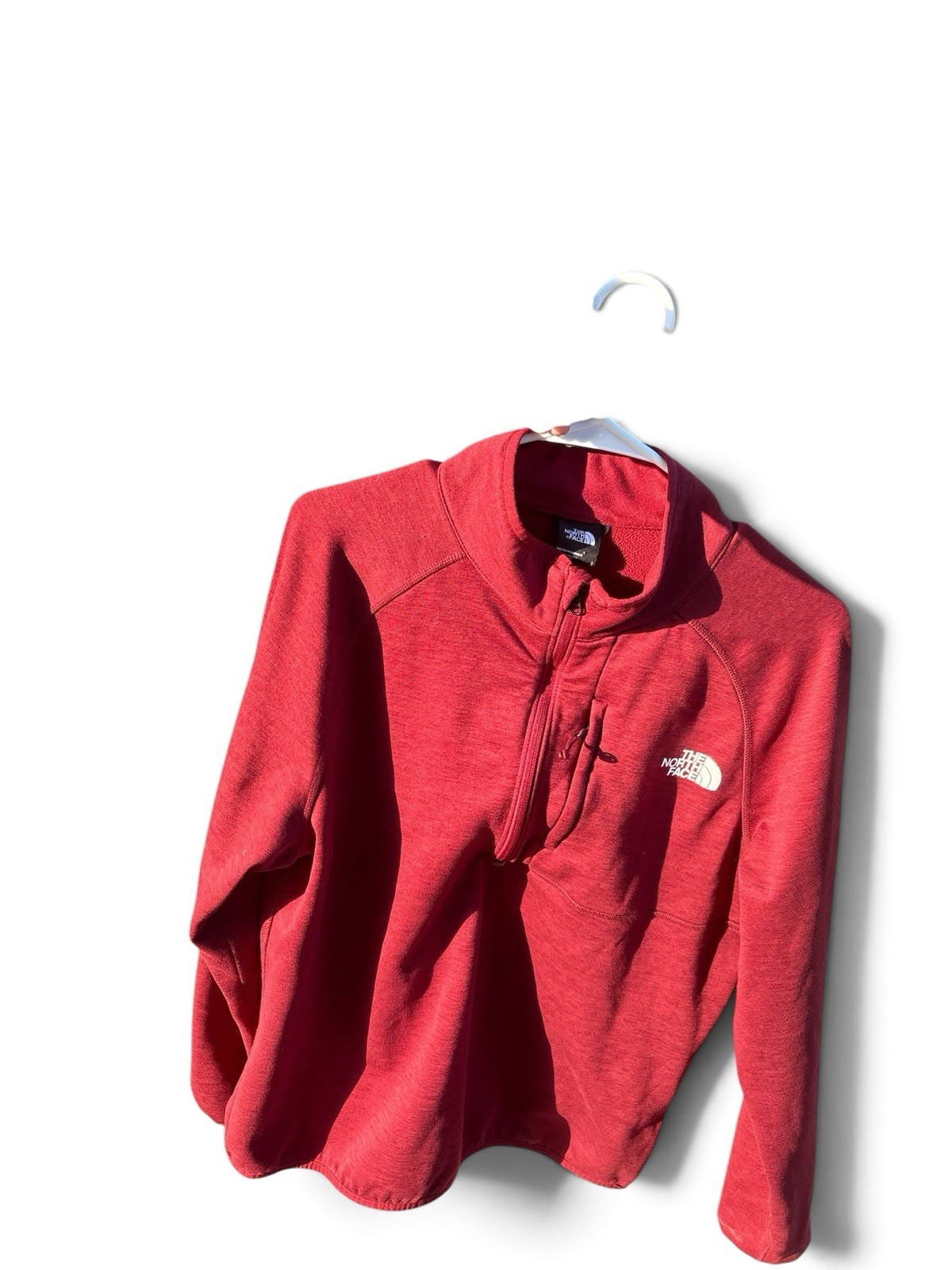 The North Face 1/4 Zip Heathered Fleece Pullover Jacket – Red
