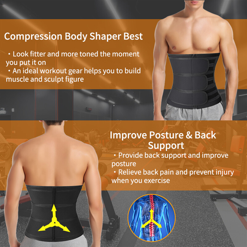 Men’s Sweat Sauna Body Shaper Waist Trainer Weight Loss Neoprene Corset Cincher