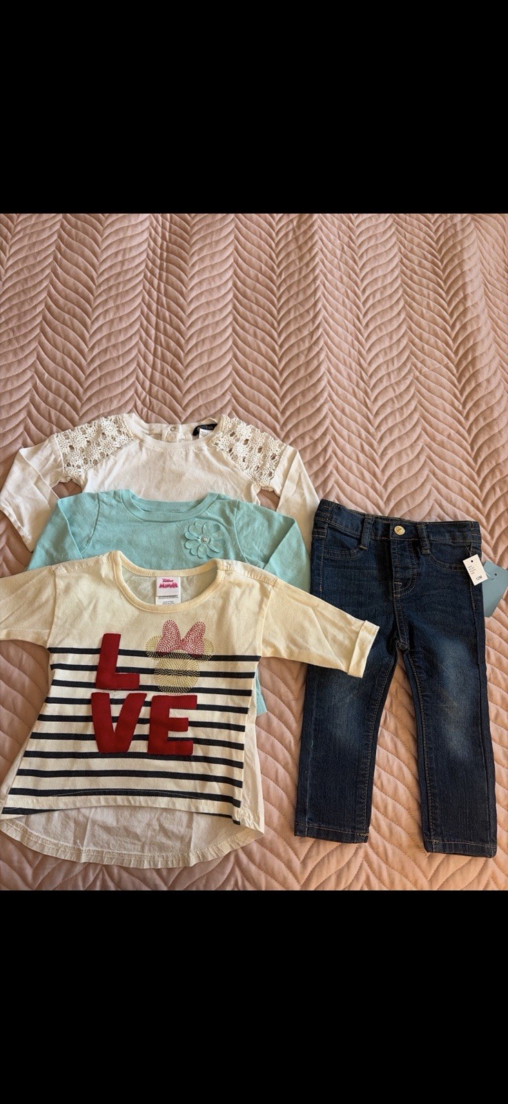 Girls 12M Clothing Bundle Lot of 4 Disney Minnie Jeans Tops NWT