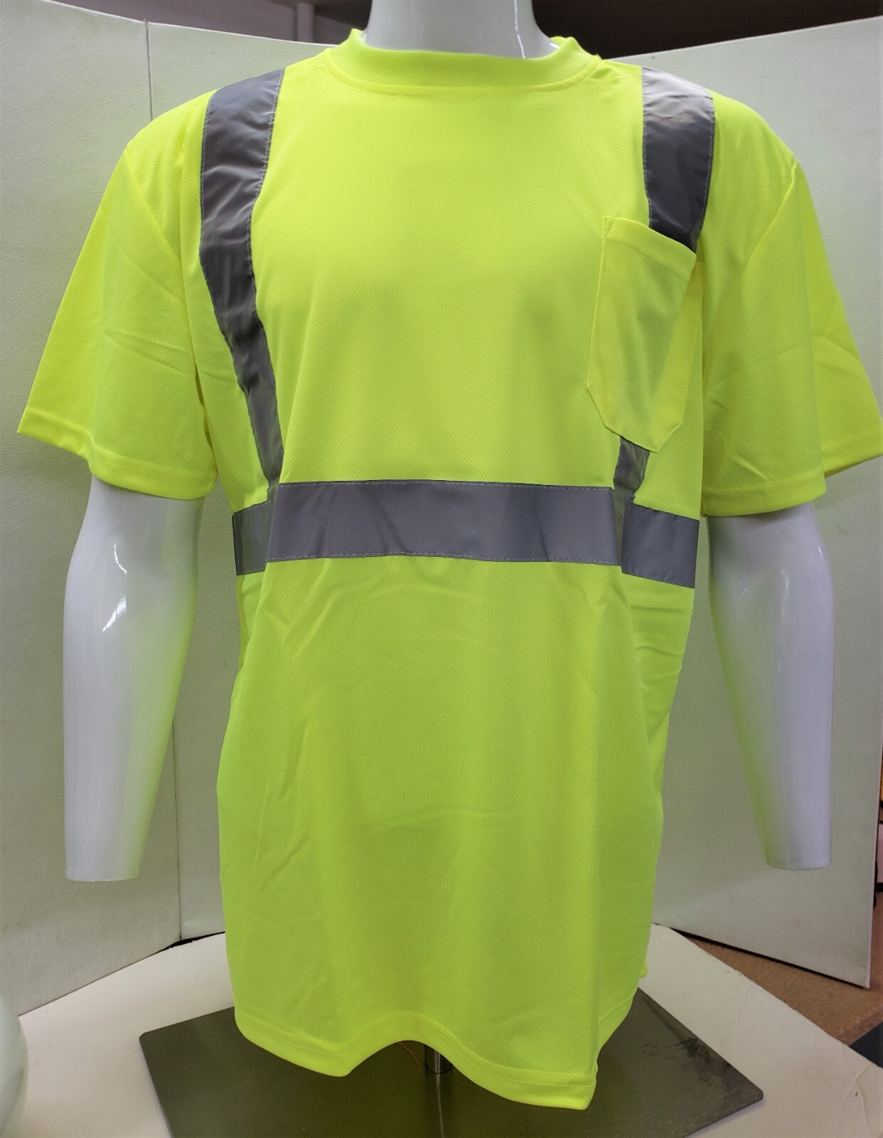 CLASS 3 Short Sleeve Safety Shirt , Polyester Birdeye Mesh