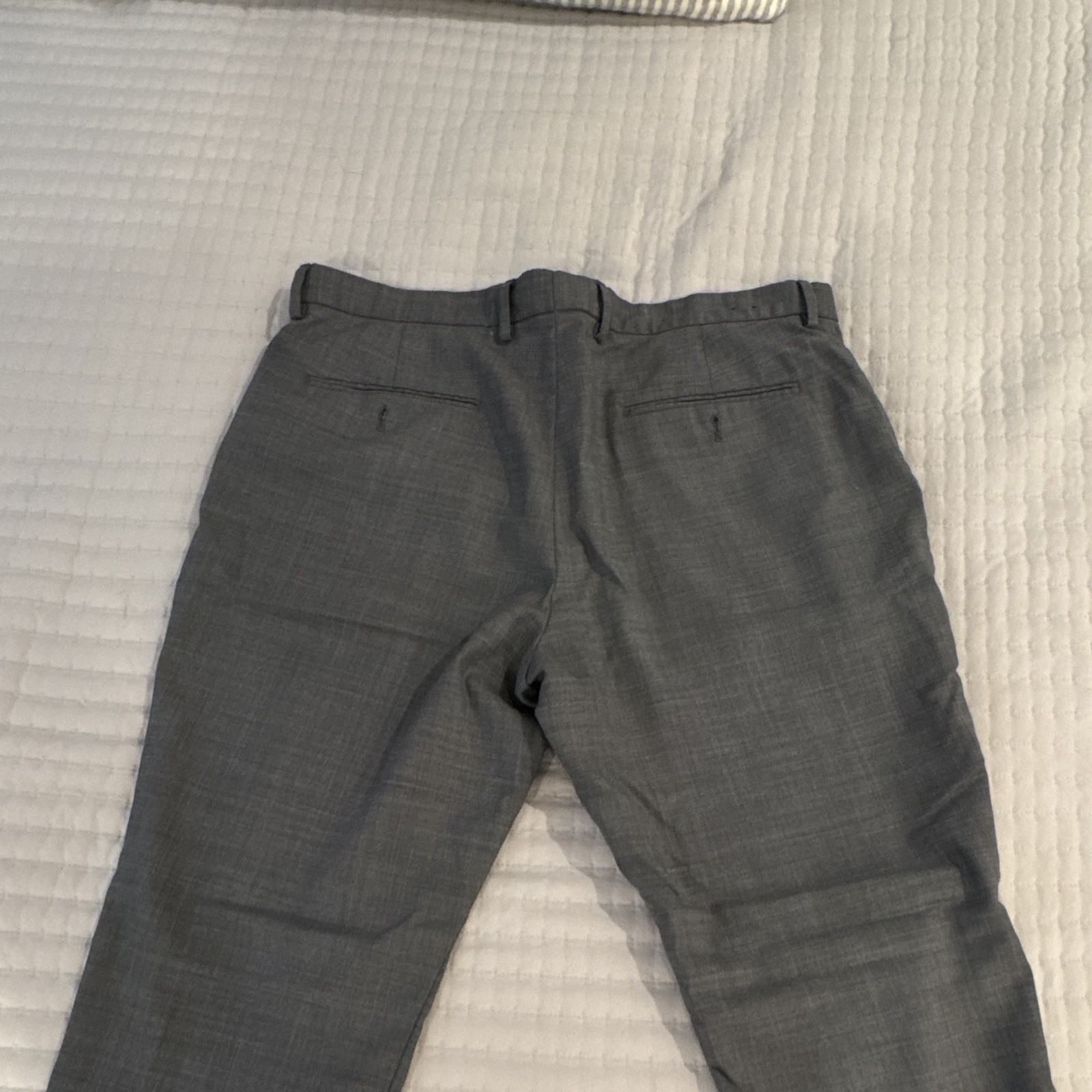 J.CREW Men’s Gray Solid Dress Pants Flat Front Waist 35 Regular Pockets
