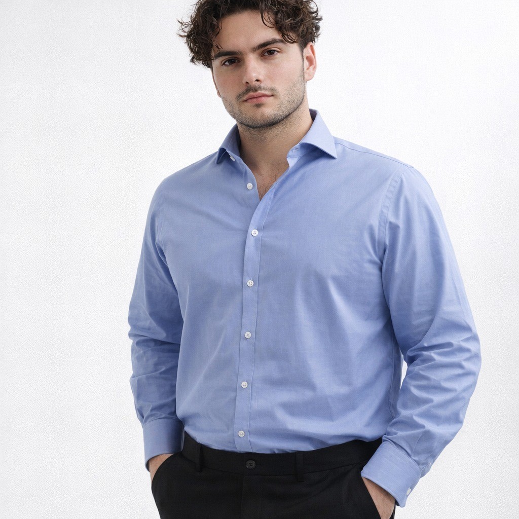 Barrington Ayre Shirt 50in Chest Blue Tailored Cotton Long Sleeve