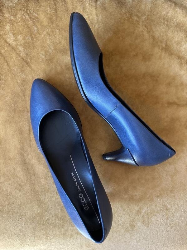 women ecco heels navy leather 38 #3QTR