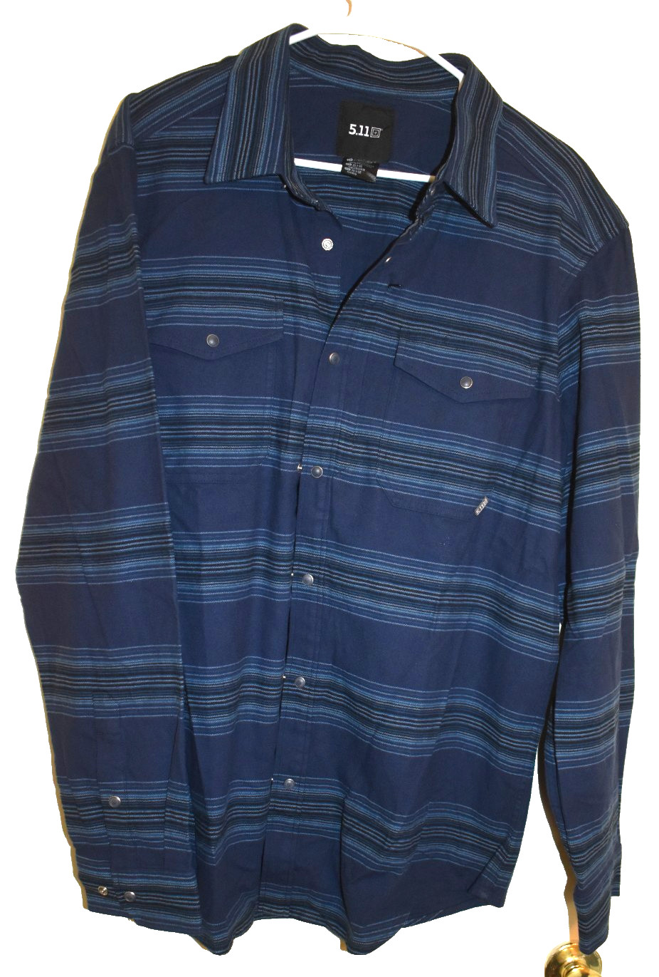 5.11 Tactical Men’s Austin Flannel Solid Snap Button Long Sleeve XL Blue