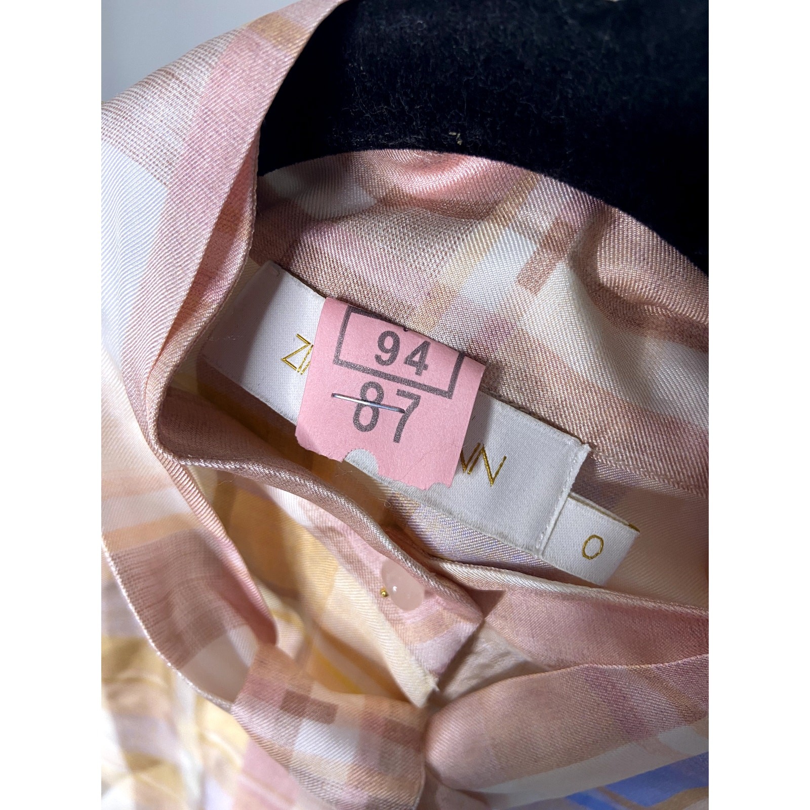 Zimmermann Dancer Checkered Neck Tie Pastel Ombré Blouse size US 4