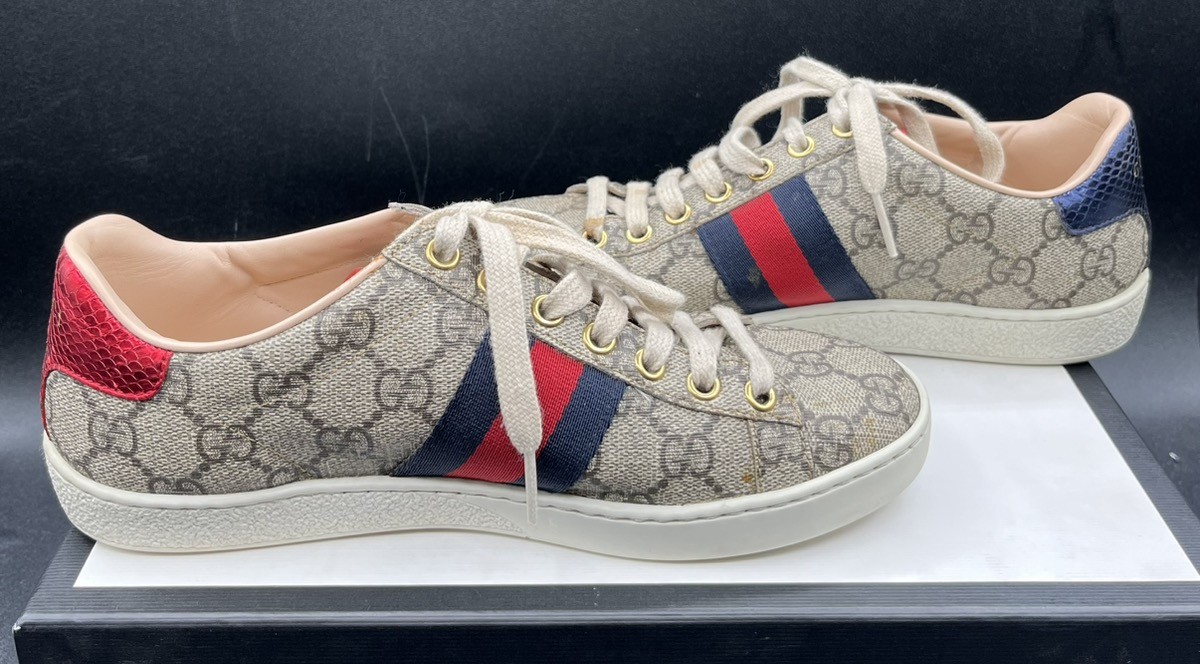 GUCCI ACE GG SUPREME SNEAKERS 499410 K2LH0 BEIGE SIZE 35 G (MVP031665)