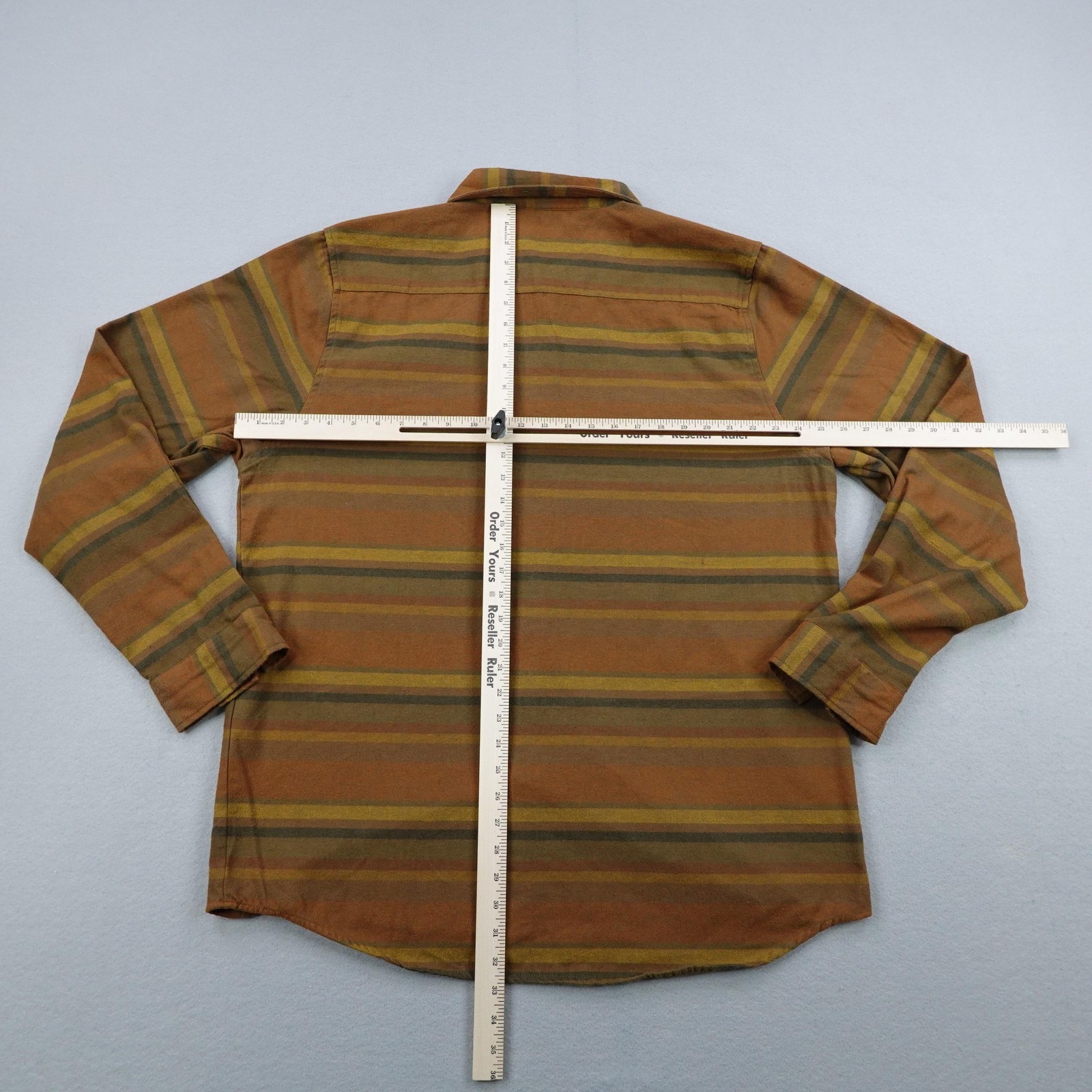 TROLL CO Shirt Mens 2XL XXL Brown Striped Flannel Pearl Snap Up Work Utility