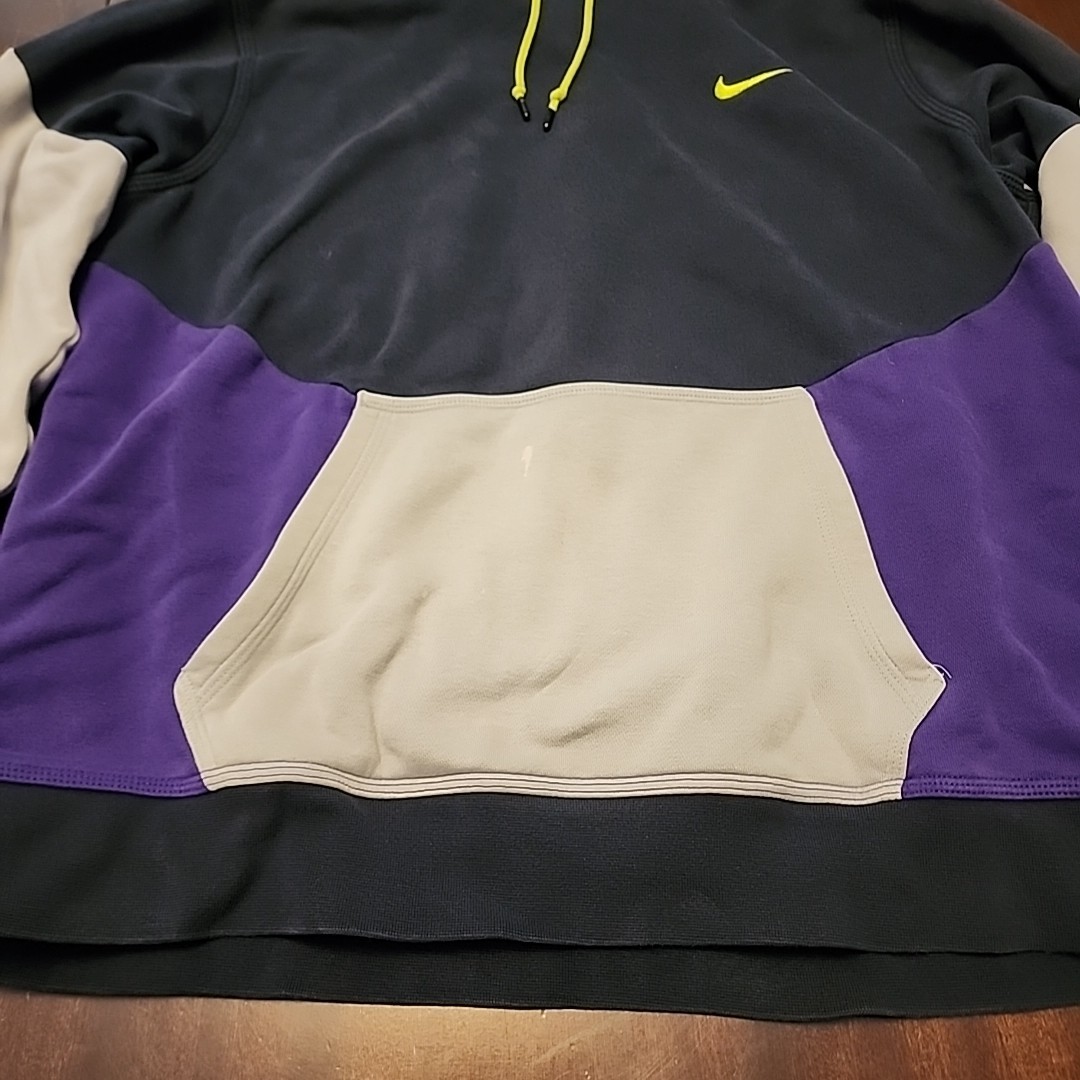 Vintage Nike Blue Tag Hoodie Jacket Purple/Black/Neon Colorblock Sz. L 80s Retro