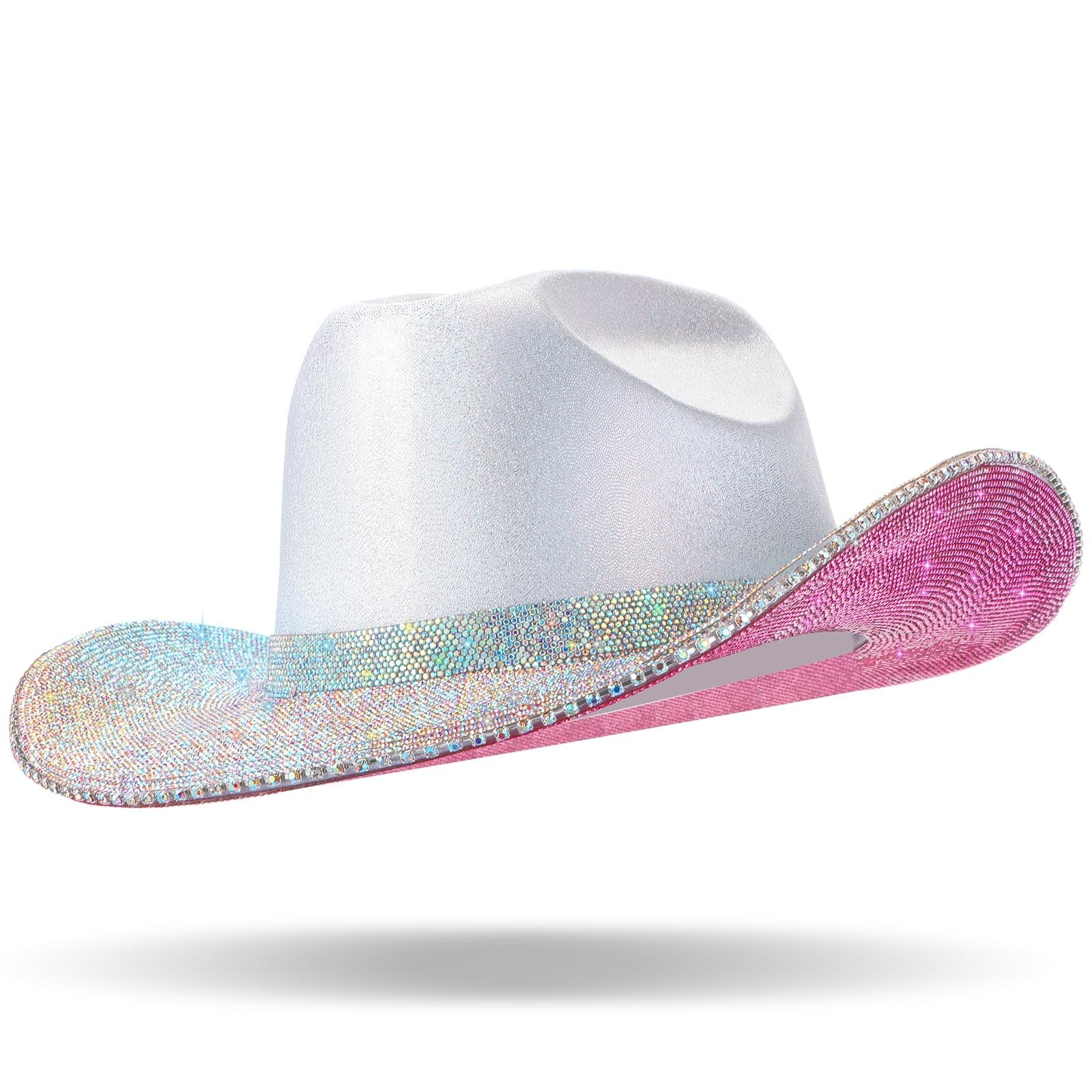 Hercicy Rhinestone Cowboy Hat with Diamond Fringe CowHat for Cosplay Wedding …