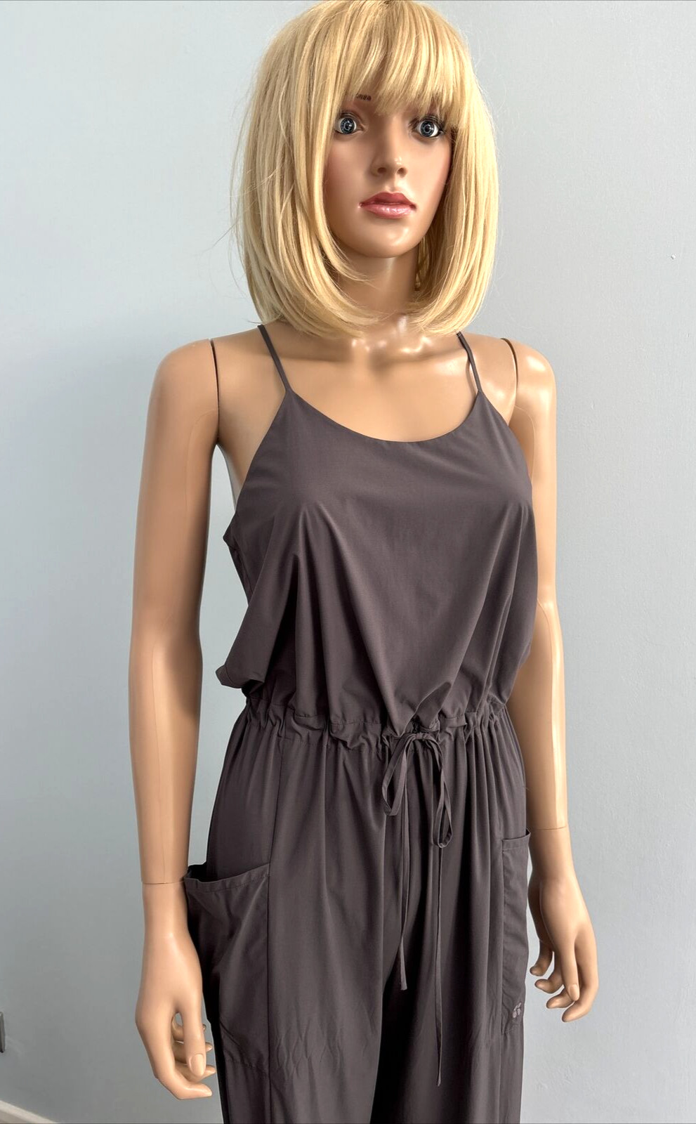 SWEATY BETTY ‘Karma’ Grey 100% Recycled Polyester Cruise/Casual Jumpsuit XS 8/10