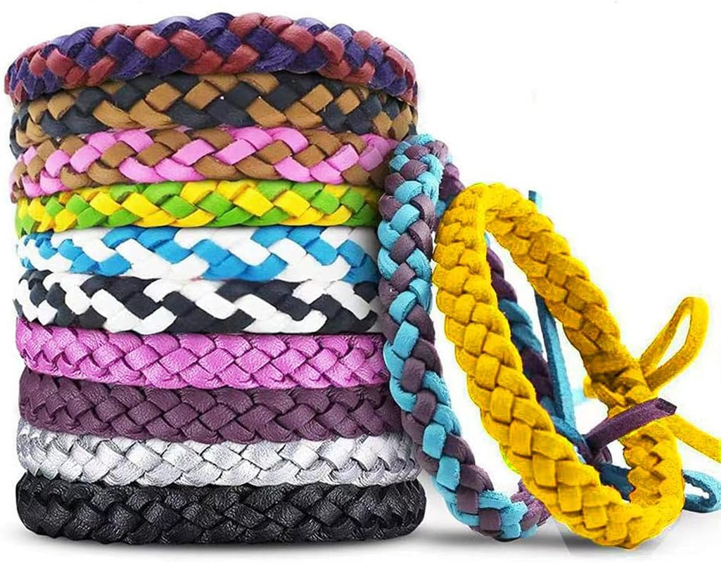 12 Pack Mosquito Repellent Bracelets, Individually Wrapped PU Leather Insect & B