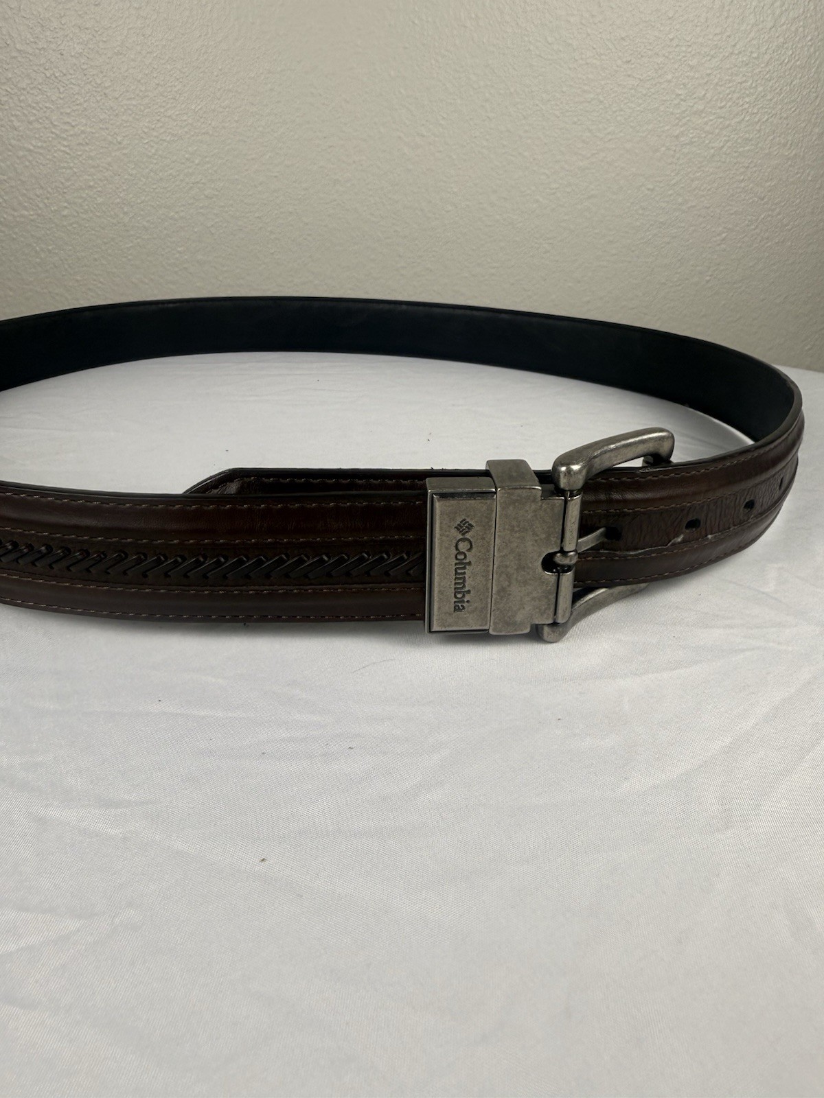 Columbia Mens Belt Size 40 Brown Braided Inlay Casual Belt Style 11C002M1