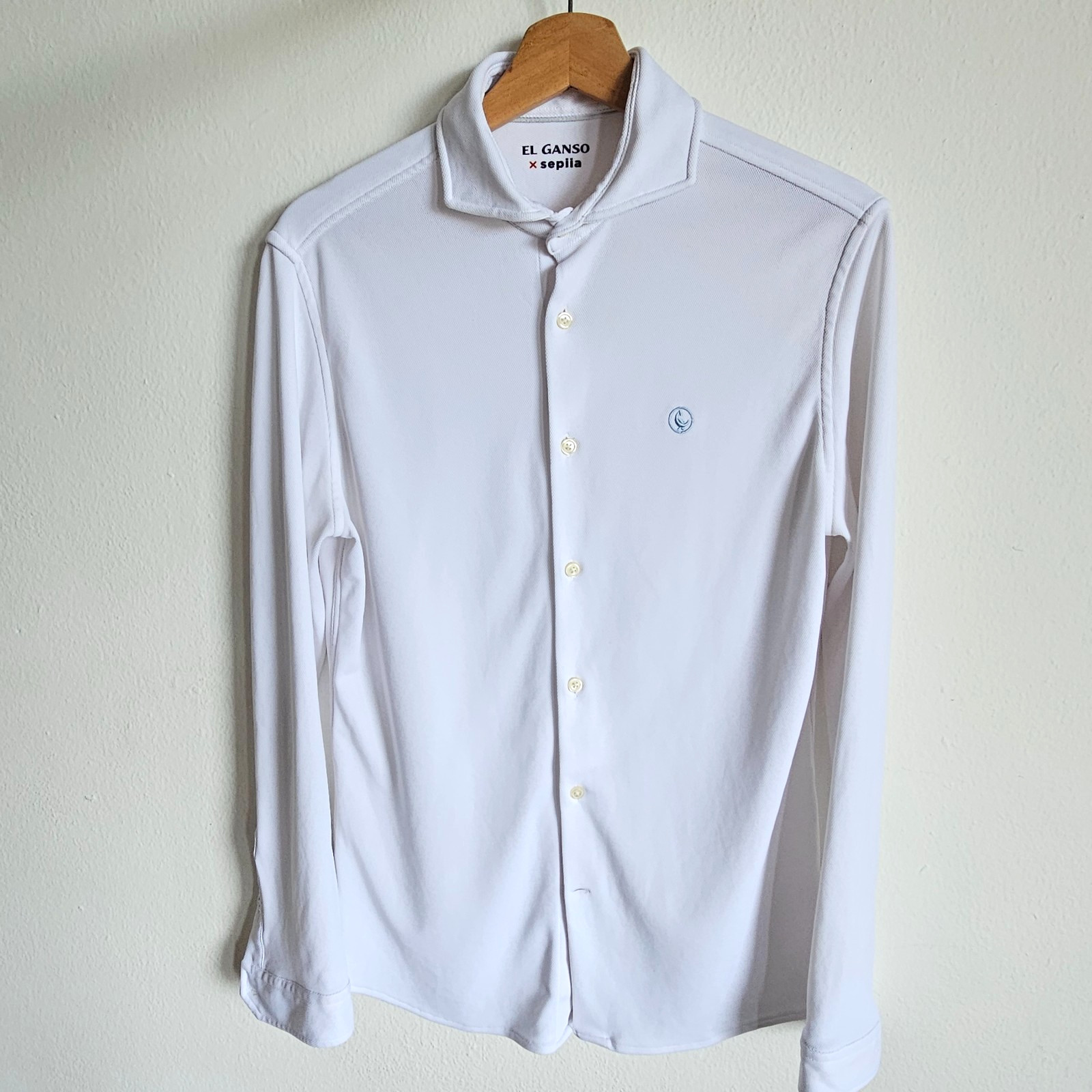 El Ganso x Sepiia Tech Shirt White Slim Fit Performance Water Repellent Size M