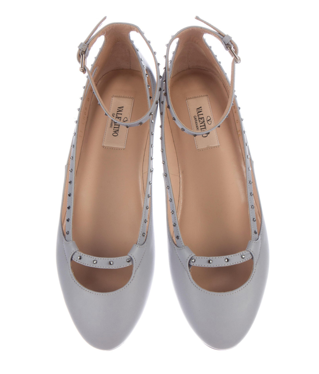 NIB Valentino Stardust Babe Ballerina Rockstar pale blue/grey round toe flats 36