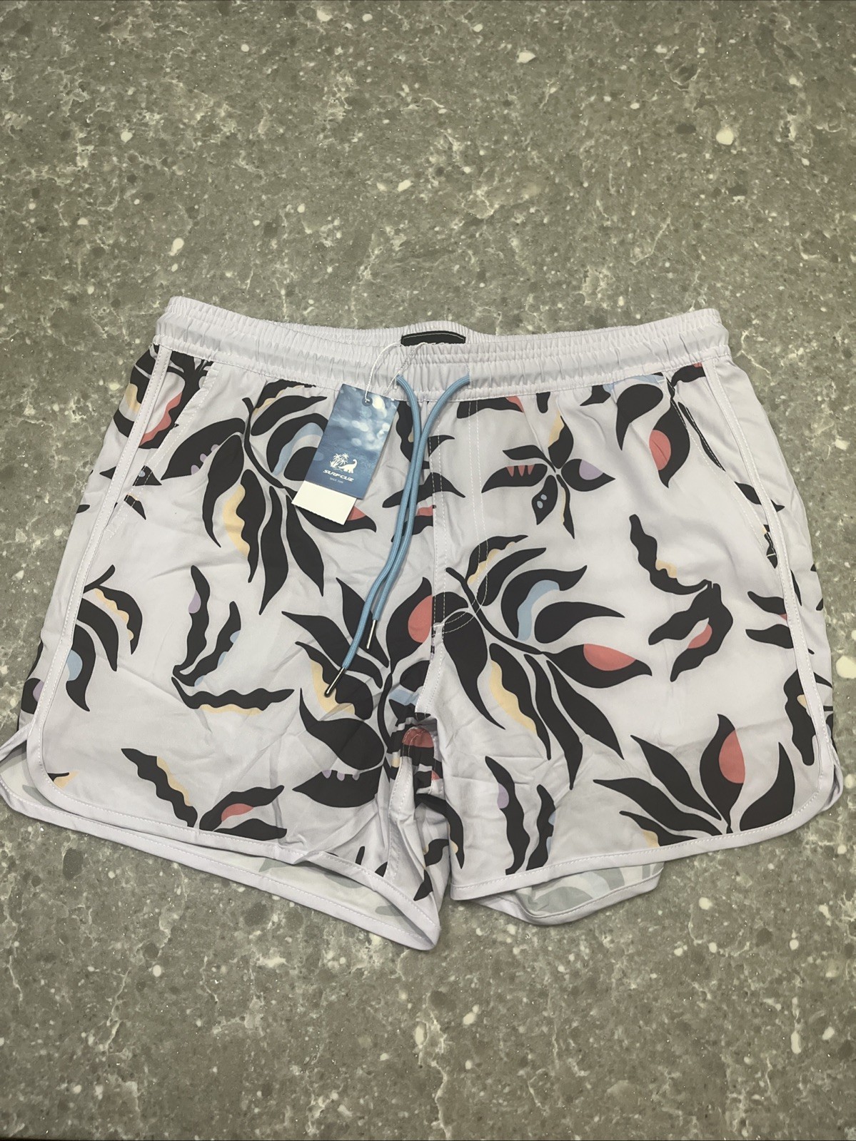 Surfcuz Men’s Swim Trunks In Multicolor Floral Lined Size Large NWT