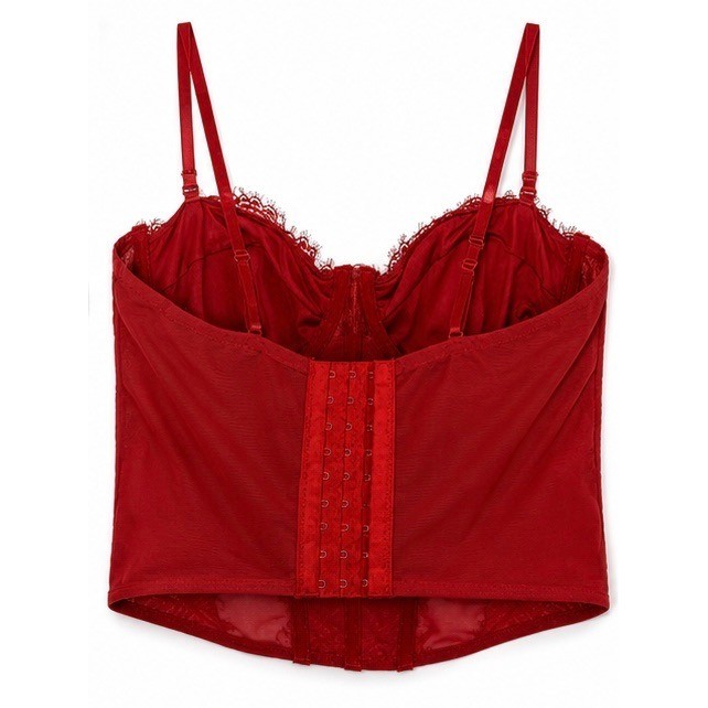 Garage Red Lace Corset Top Bustier Mesh Underwire Adjustable Straps Small