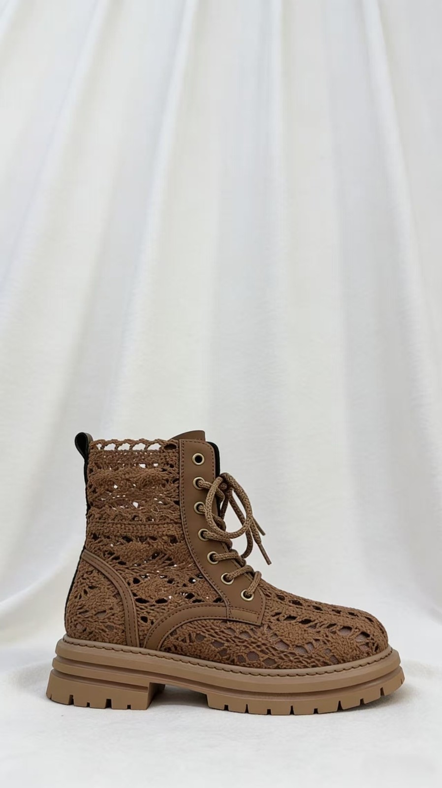 Thick Soled Lace Woven Cool Boots Womens Summer Mesh Breathable Fashion Shoes