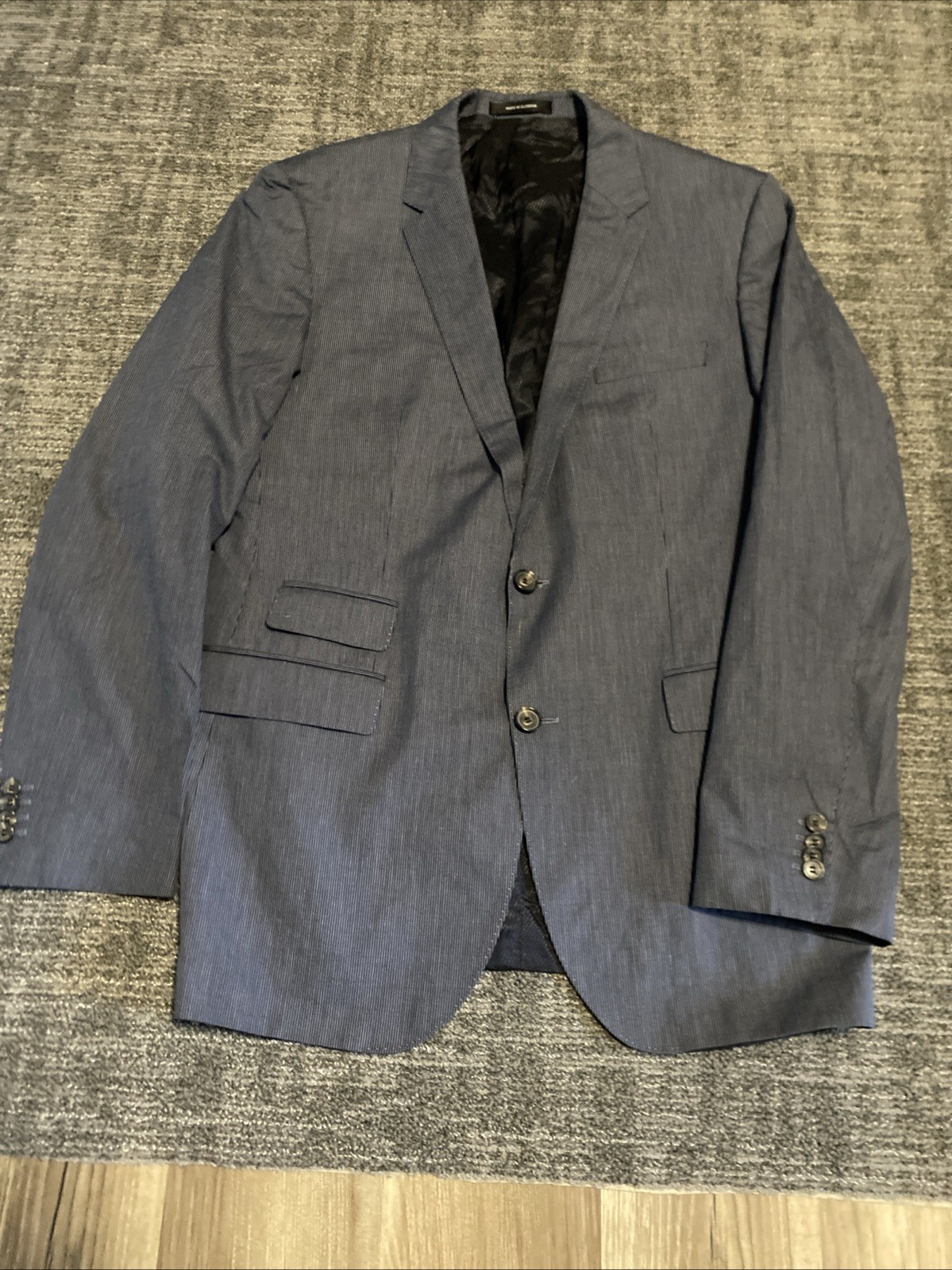 Boss Men’s Stretch Seersucker Blazer Size 44L Dark Navy