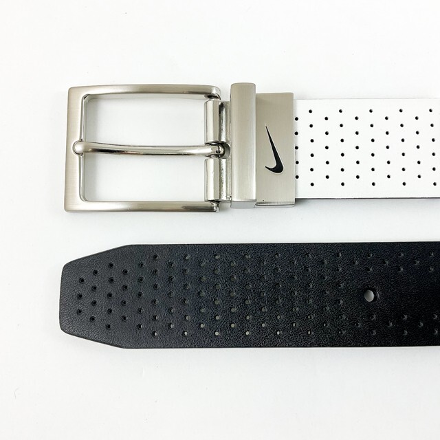 NIKE GOLF MEN’S PERFORATED REVERSIBLE BELT SIZE: 34 (FITS W32) WHITE/BLACK 17248
