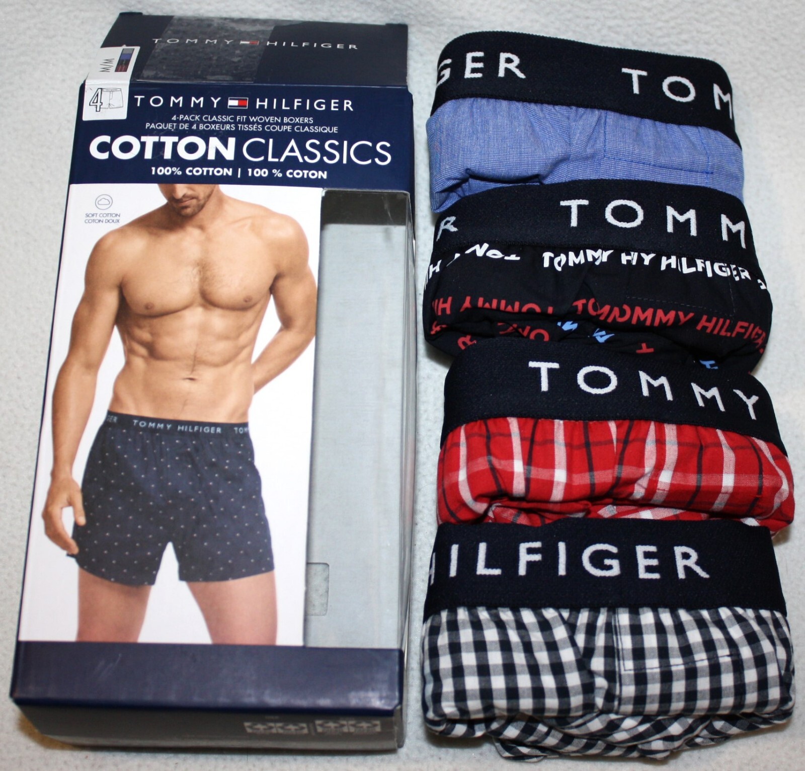 4 Tommy Hilfiger Woven Boxers Cotton Men’s M L Underwear Classic Fit $49.50