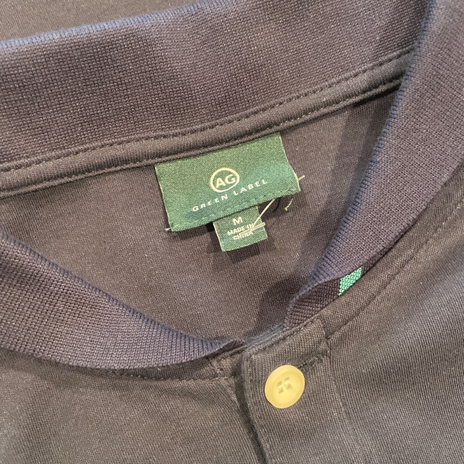 AG Green Label Polo Shirt Mens Medium Navy Teal Lightweight Preppy Casual Golf