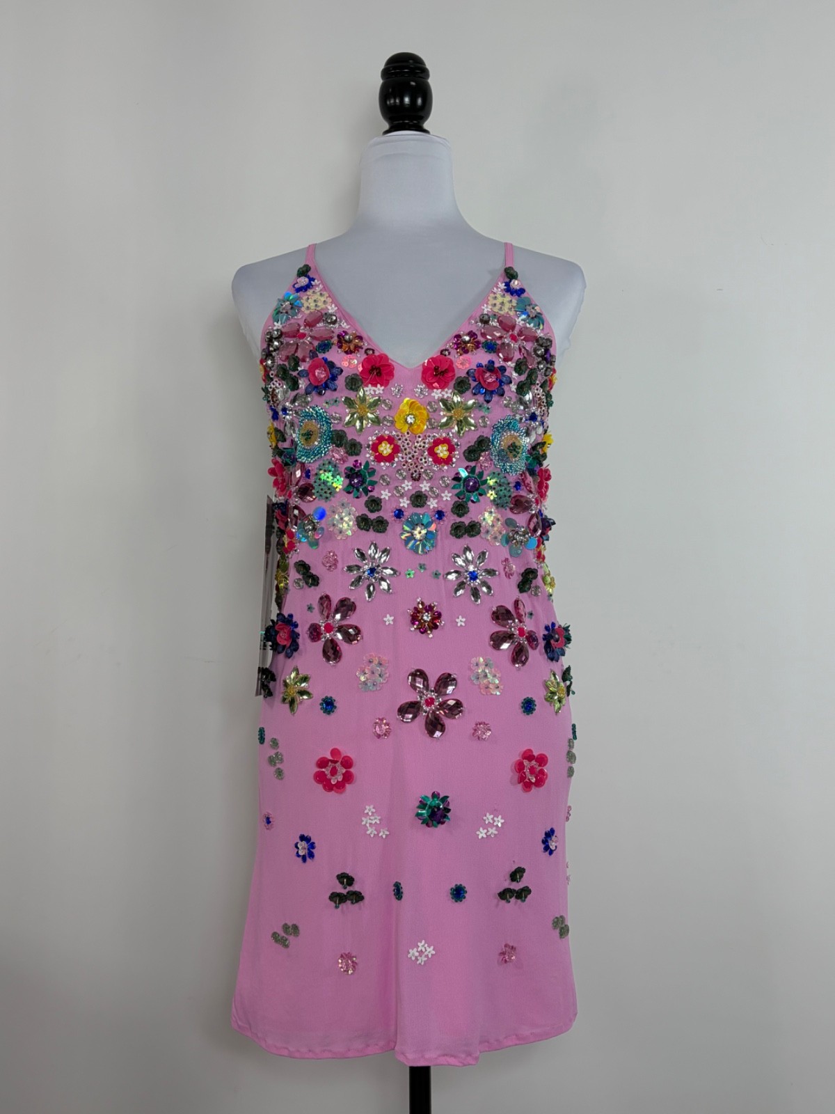 NWT ASOS SALON 3D Floral Embellished Mini Cami Dress Size 6