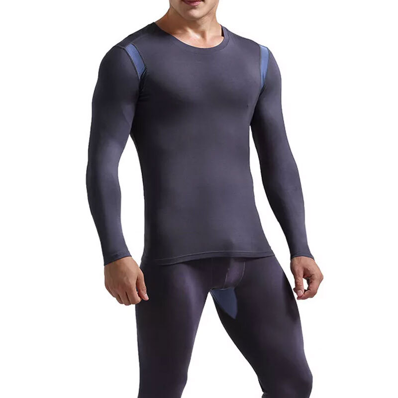 Men Thermal Underwear Set Long Sleeve Modal Pajamas Set Long Johns Top & Bottom