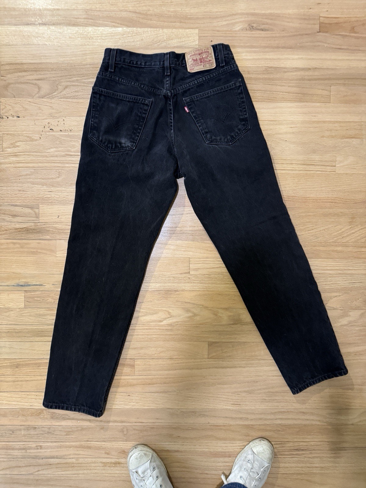 Vintage 90s Levis 550 Black Denim Jeans High Waisted Relaxed 28×30 (Tag 32×32)