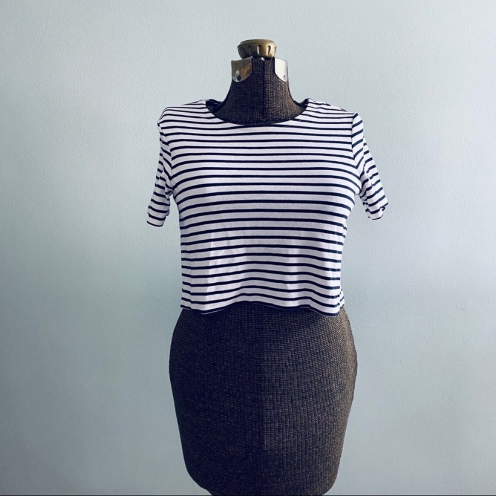 Jack Henry black and white striped crop top