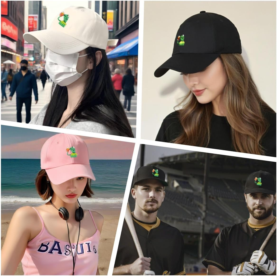 Adjustable Kermit the Frog Embroidered Baseball Cap – Unisex Classic Dad Trucker