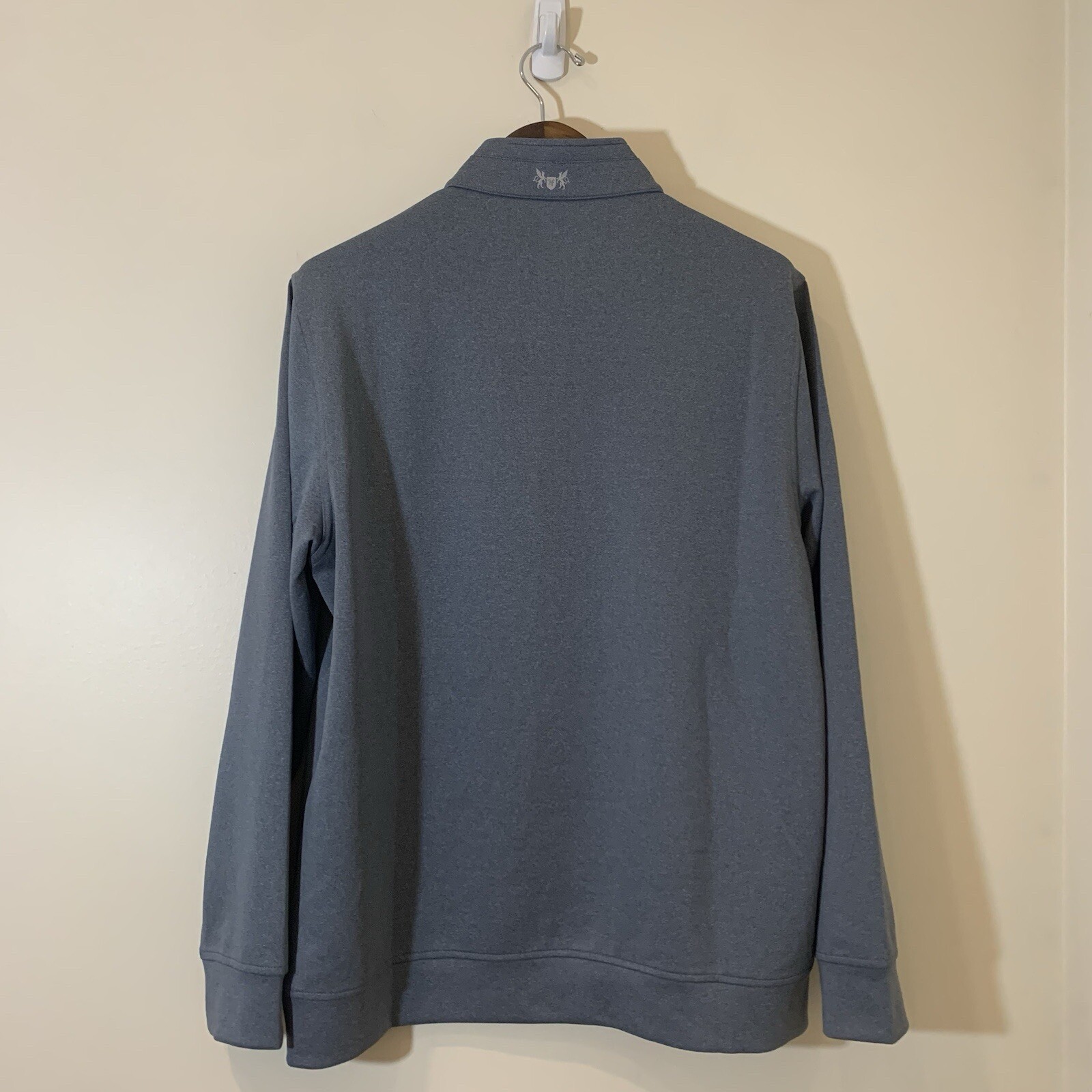 Hickey Freeman Mens Quarter Zip Pullover Large Gray Logo Stretch Golf Athleisure