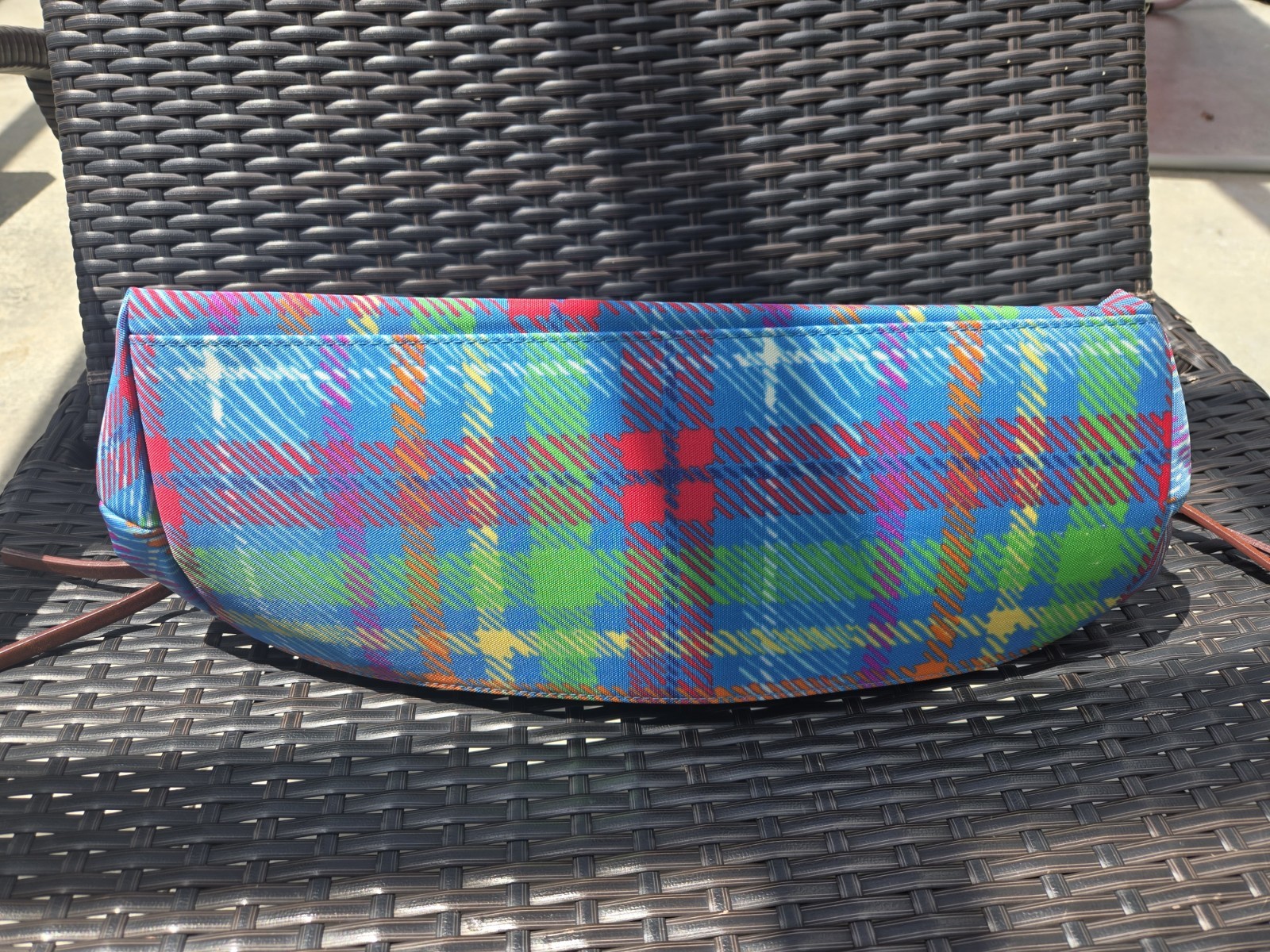 Dooney & Bourke Blue Multicolor Plaid Satchel Zip Red Lined Inner Pockets