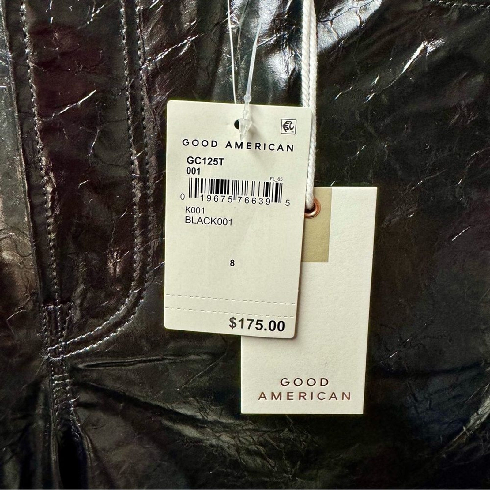 NEW Good American Good Classic Faux Leather Straight Leg Pants Black 8/29 NWT