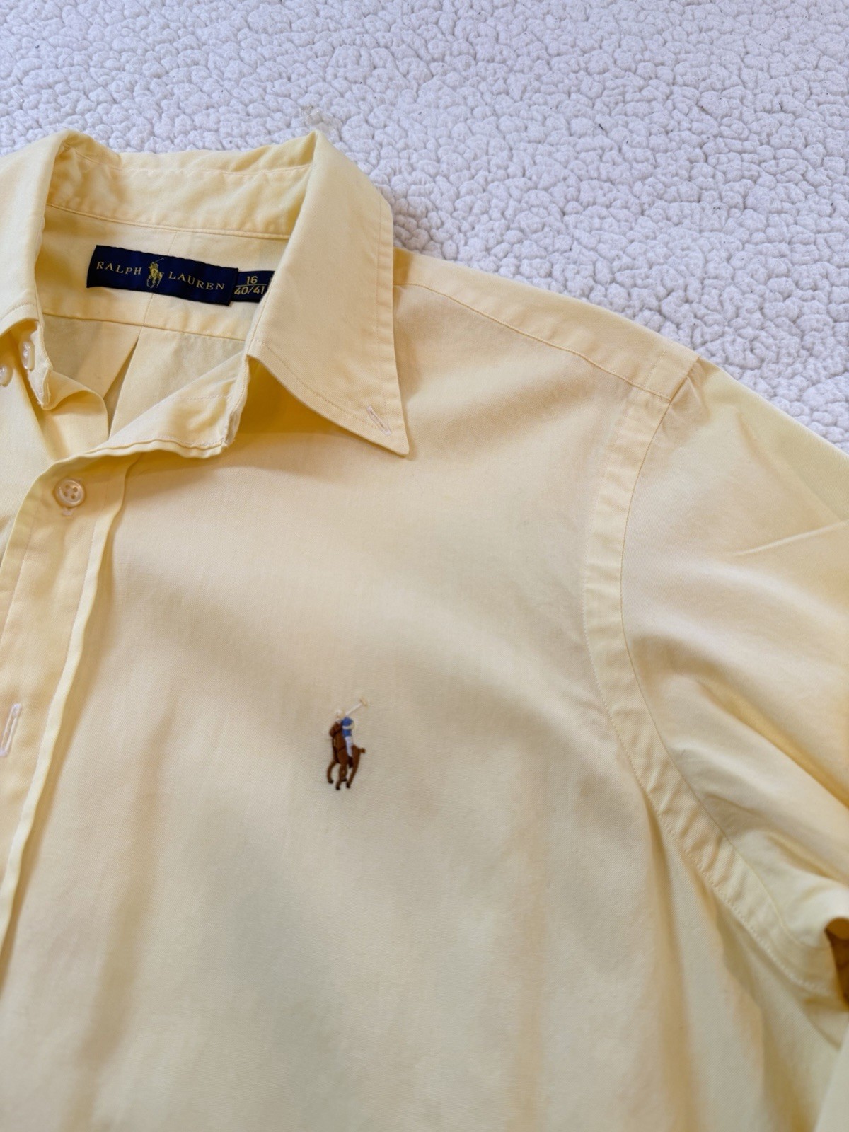 Ralph Lauren Mens Yellow Oxford Button Down Shirt Size 16 40/41