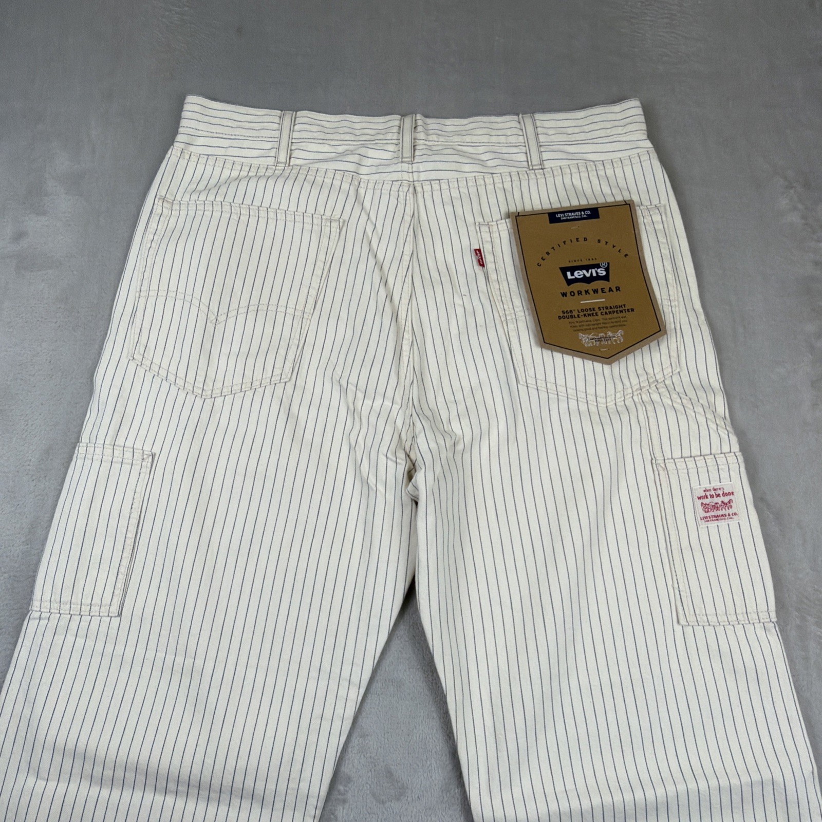 Levi’s 568 Carpenter Jeans Men’s Size 36×30 Hickory Stripe Workwear Loose Fit