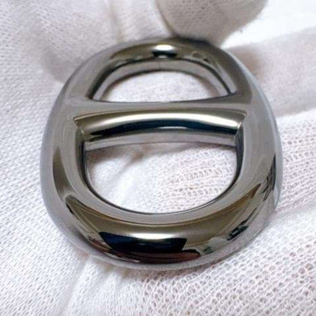 HERMES Sheen d’Ancre Scarf Ring Silver Jewelry Accessory 5.5cm x 3.6cm x 0.8cm