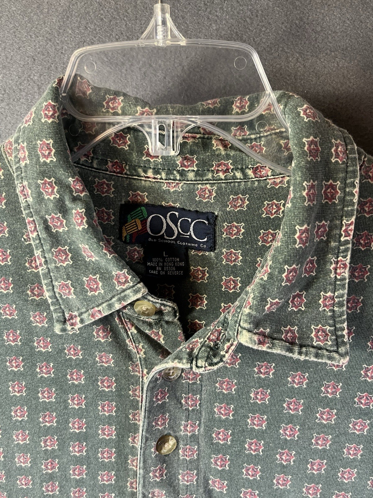 OSCC Old School Clothing Co Polo Shirt L Vintage Hong Kong Destroyed See Photos