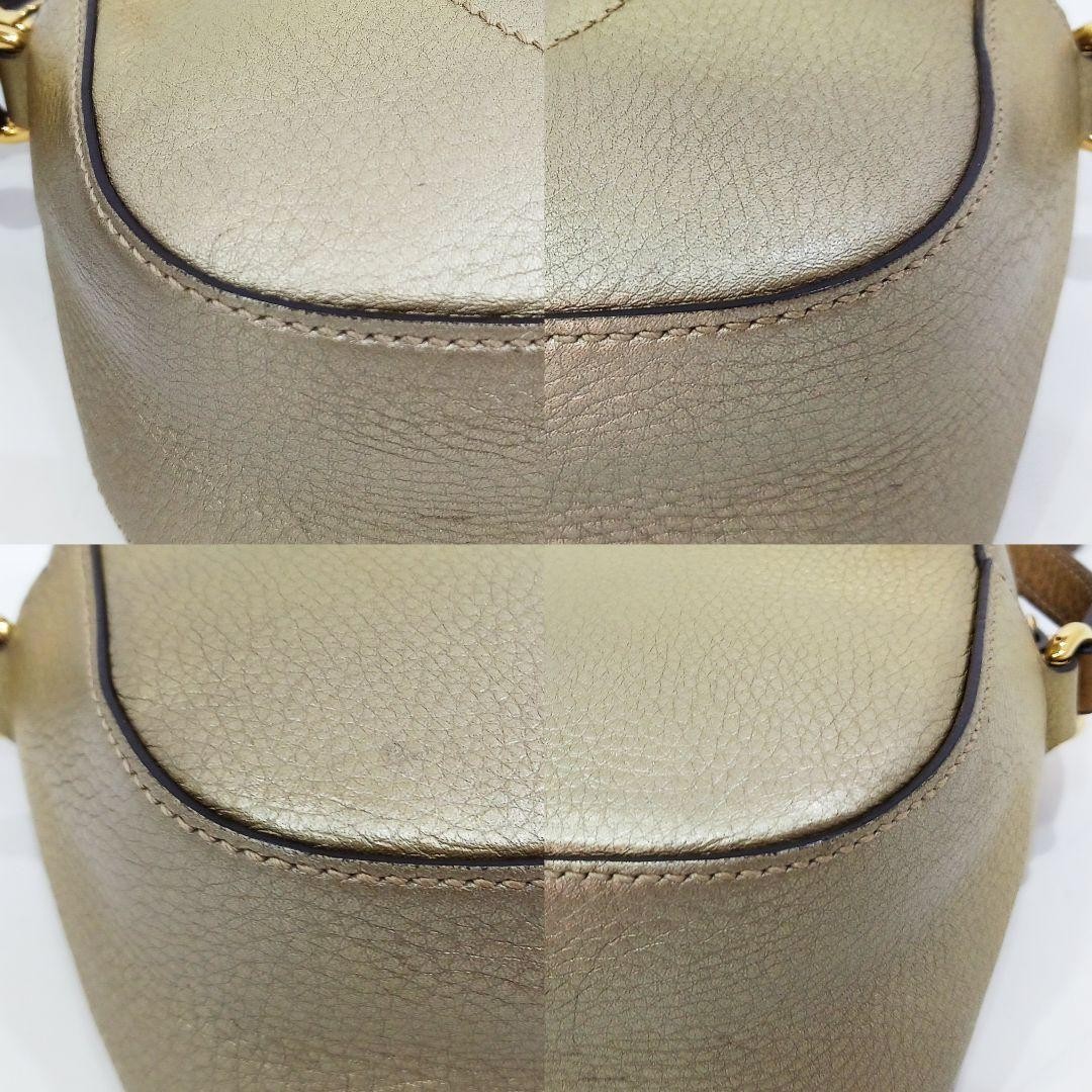 GUCCI Soho Small Disco Shoulder Bag Gold Leather W7.9xH6.1 in. Strap: 52.8″