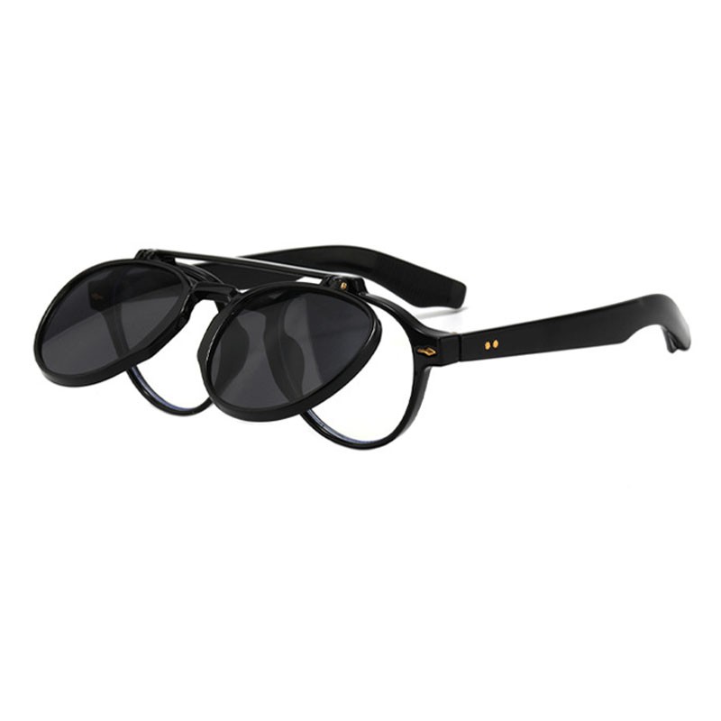 Oval Flip Up Fashion Pilot Sunglasses Unisex Personality Driving Party Glasses